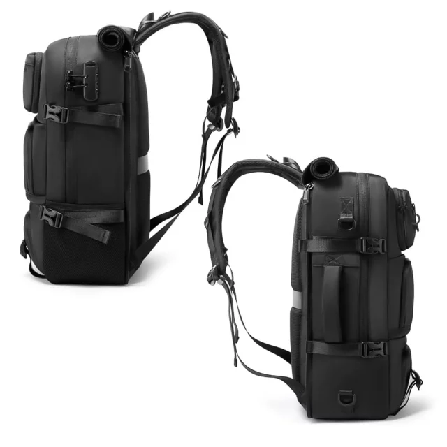 Bange 30L wasserdichter, diebstahlsicherer Rucksack, ideal für Stadt und Reisen, 51 x 32 x 20 cm, für Arbeit und Flugreisen, für Damen und Herren, mit Zahlenschloss und abnehmbarer Tasche, Schwarz