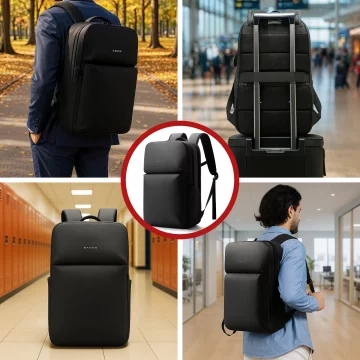 Bange Waterproof Backpack for Laptop 15.6" City Travel 45x30x16 cm for Work Airplane Men's Women's with USB Port Black
