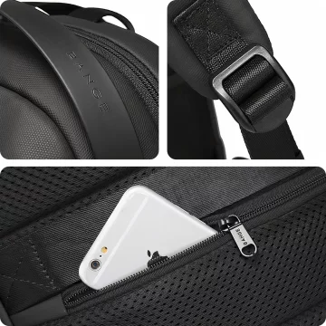 Bange Waterproof Backpack Laptop Bag 15.6" Travel Accessories 48x30x12.5 cm for Work School Plane Men's Women's USB and USB-C Black