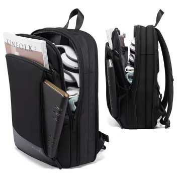 Bange wasserdichter Rucksack für 15,6-Zoll-Laptop, Stadtreisender, 45 x 30 x 16 cm, für Arbeit, Flugzeug, Herren, Damen, mit USB-Anschluss Schwarz