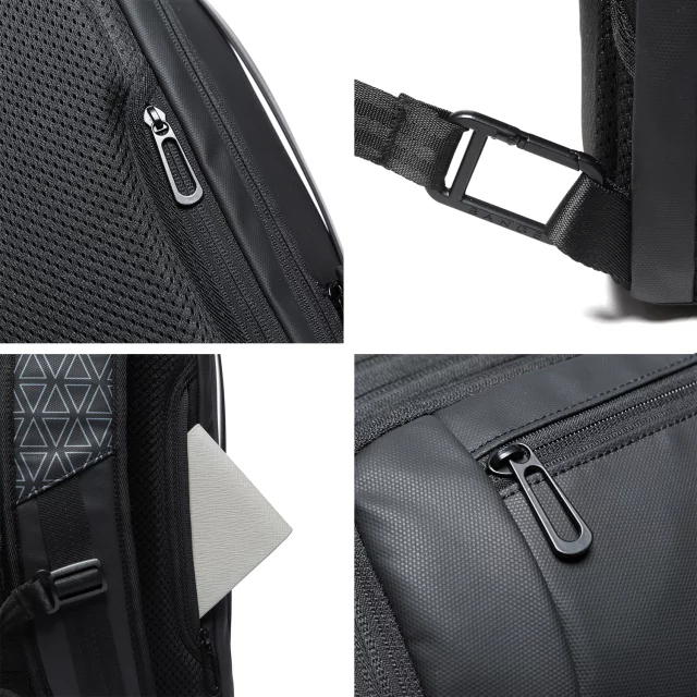 Bange wasserdichter Rucksack für 15,6-Zoll-Laptop, Stadtreisender, 45 x 30 x 16 cm, für Arbeit, Flugzeug, Herren, Damen, mit USB-Anschluss Schwarz