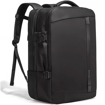 Bange wasserdichter Rucksack, Laptoptasche, 15,6 Zoll, Reisen, 47 x 31 x 20 cm, für Arbeit, Schule, Flugzeug, Herren, Damen, mit USB-Anschluss, Schwarz
