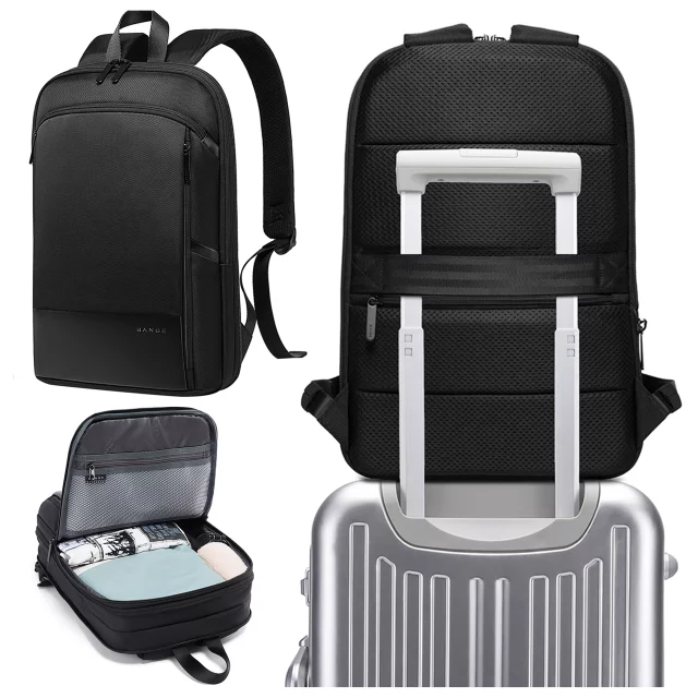 Bange Waterproof Backpack for Laptop 15.6" City Travel 45x30x16 cm for Work Airplane Men's Women's with USB Port Black