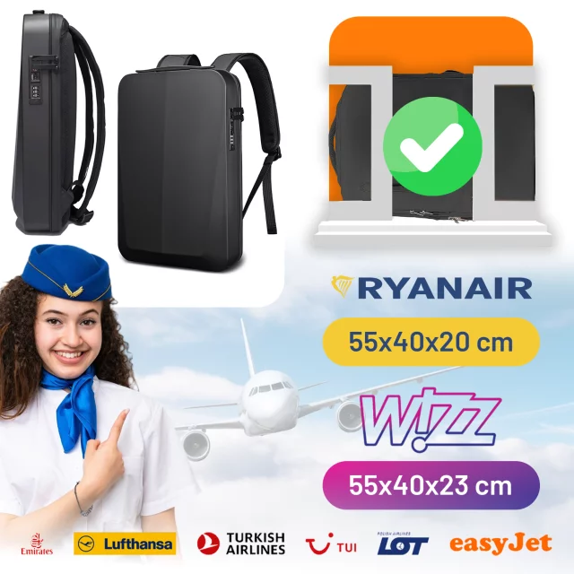 Voděodolný batoh Bange s ochranou proti krádeži na 15,6" notebook, cestování po městě, 46x31x8 cm, do práce, do letadla, pánský, dámský, s USB portem a kombinačním zámkem, černý