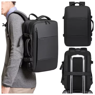 Bange voděodolný batoh na 15,6" notebook, městský cestovatel, 45x30x16 cm, do práce, do letadla, pánské, dámské, s USB portem Černá