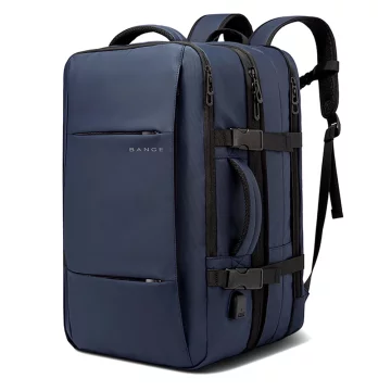 Bange wasserdichter Rucksack für 15,6-Zoll-Laptop, Stadtreisender, 45 x 30 x 16 cm, für Arbeit, Flugzeug, Herren, Damen, mit USB-Anschluss Schwarz