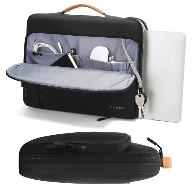 Bange waterproof laptop bag for up to 14" travel 34x26x3.5 cm for work, plane, men's, women's with handle Black