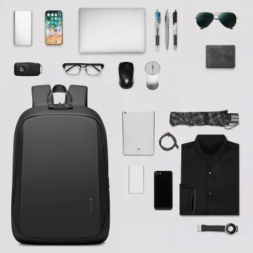 Bange Wasserdichter Rucksack für 15,6-Zoll-Laptop, Reisen, 47 x 30 x 12,5 cm, für Arbeit, Schule, Flugzeug, Herren und Damen, USB, Diebstahlschutz, TSA-Code, Schwarz