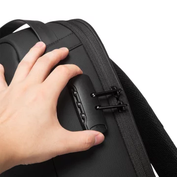 Bange wasserdichter Rucksack für 15,6-Zoll-Laptop, Stadtreisender, 45 x 30 x 16 cm, für Arbeit, Flugzeug, Herren, Damen, mit USB-Anschluss Schwarz