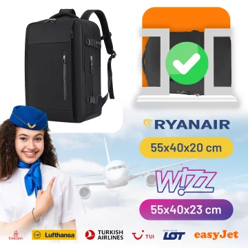 Bange wasserdichter Rucksack für 15,6-Zoll-Laptop, Stadtreisender, 45 x 30 x 16 cm, für Arbeit, Flugzeug, Herren, Damen, mit USB-Anschluss Schwarz