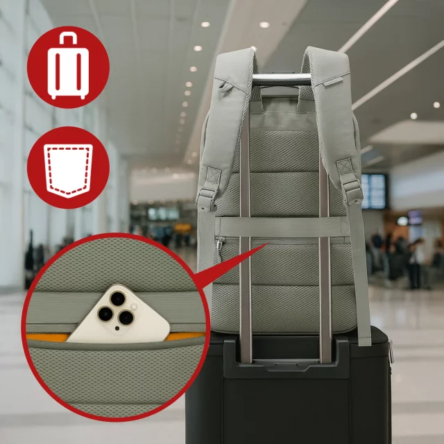 Voděodolný batoh Bange 23L na notebook 16,4" – prostorný a pohodlný, odolný a prodyšný, do města i na cesty, do práce i do letadla, unisex – šedý