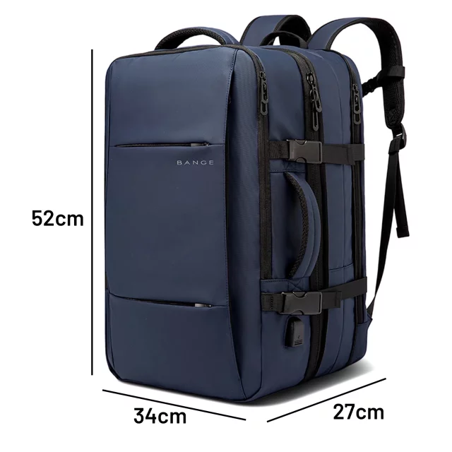 Bange BackPack Travel Backpack Expandable Business Backpack Capacious Bag for 17.3" Laptop with USB Port Navy Blue