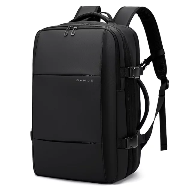 Bange wasserdichter Rucksack für 15,6-Zoll-Laptop, Stadtreisender, 45 x 30 x 16 cm, für Arbeit, Flugzeug, Herren, Damen, mit USB-Anschluss Schwarz