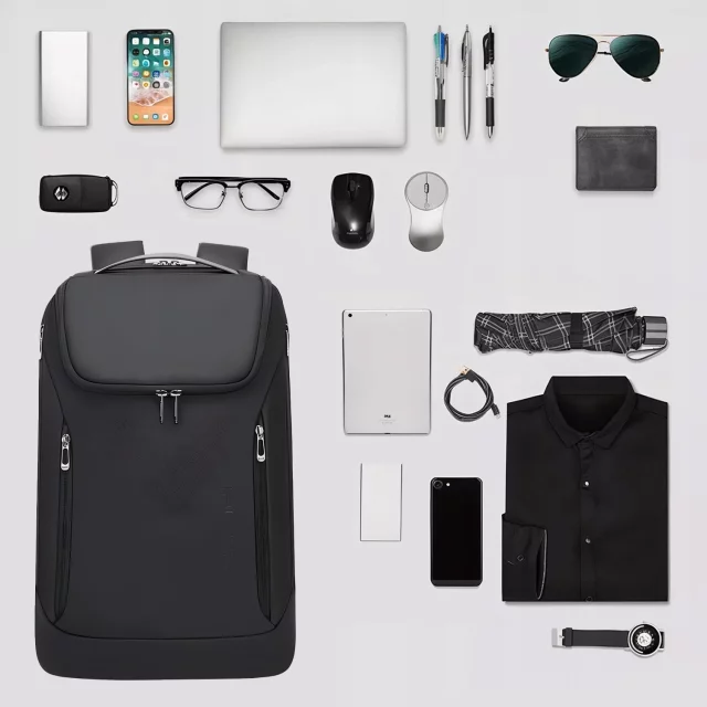 Bange Waterproof Backpack Laptop Bag 15.6" City Travel 48x31x16 cm for Work School Plane Men's Women's with USB Port Black