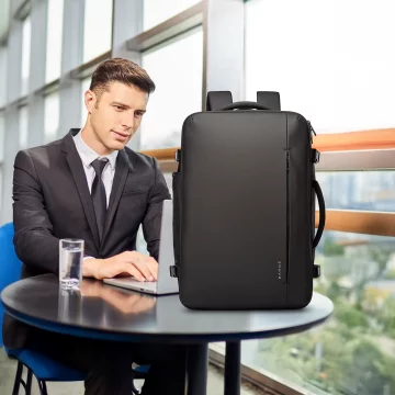 Voděodolný batoh Bange na 17" notebook, cestování po městě, 47,5x31x26 cm, rozšiřitelný pro práci, letadlo, pánský, dámský, černý
