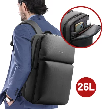Bange 26L wasserdichter Rucksack für Laptops bis 15,6 Zoll – Geräumig und komfortabel, robust und atmungsaktiv, ideal für Stadt und Reisen, Arbeit und Flugreisen, Unisex – Grau
