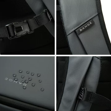 Voděodolný batoh Bange 26L pro notebooky do 15,6" – prostorný a pohodlný, odolný a prodyšný, do města i na cesty, do práce i do letadla, unisex – šedý