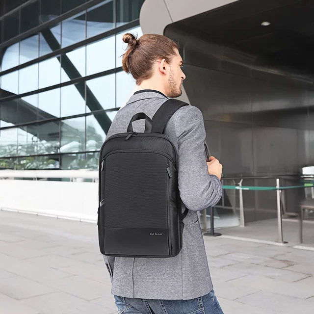 Bange Waterproof Backpack for Laptop 15.6" City Travel 45x30x16 cm for Work Airplane Men's Women's with USB Port Black