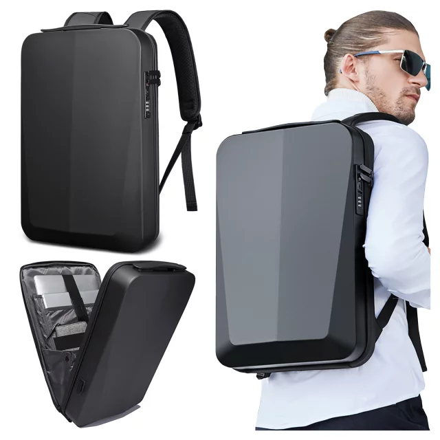 Bange Waterproof Anti-Theft Backpack for 15.6" Laptop, City Travel, 46x31x8 cm, for Work, Airplane, Men's, Women's, with USB Port and Combination Lock, Black