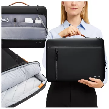 Bange wasserdichter Rucksack für 15,6-Zoll-Laptop, Stadtreisender, 45 x 30 x 16 cm, für Arbeit, Flugzeug, Herren, Damen, mit USB-Anschluss Schwarz