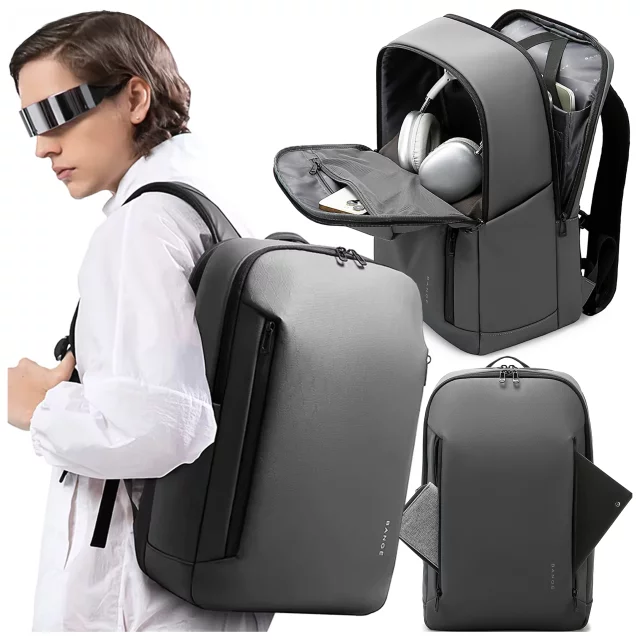 Voděodolný batoh Bange 26L pro notebooky do 15,6" – prostorný a pohodlný, odolný a prodyšný, do města i na cesty, do práce i do letadla, unisex – šedý