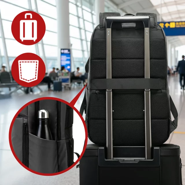 Voděodolný batoh Bange 26L pro notebooky do 15,6" – prostorný a pohodlný, odolný a prodyšný, do města i na cesty, do práce i do letadla, unisex – šedý