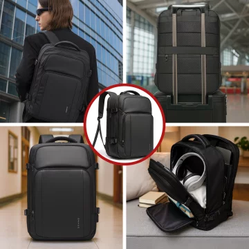 Bange Waterproof Backpack for Laptop 15.6" City Travel 45x30x16 cm for Work Airplane Men's Women's with USB Port Black