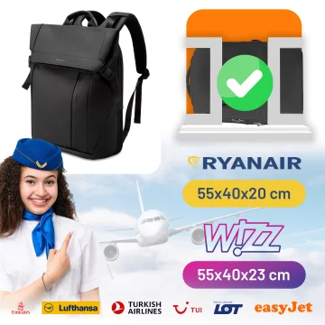 Plecak wodoodporny Bange na laptopa 15.6" miejski podróżny 44x30x17 cm do pracy samolotu męski damski Czarny