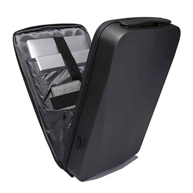 Bange Diebstahlsicherer, wasserdichter Rucksack für 15,6"-Laptops, ideal für Stadtreisen, 46 x 31 x 8 cm, für Arbeit und Flugreisen, für Damen und Herren, mit USB-Anschluss und Zahlenschloss, Schwarz