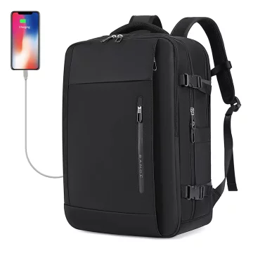 Bange wasserdichter Rucksack für 15,6-Zoll-Laptop, Stadtreisender, 45 x 30 x 16 cm, für Arbeit, Flugzeug, Herren, Damen, mit USB-Anschluss Schwarz