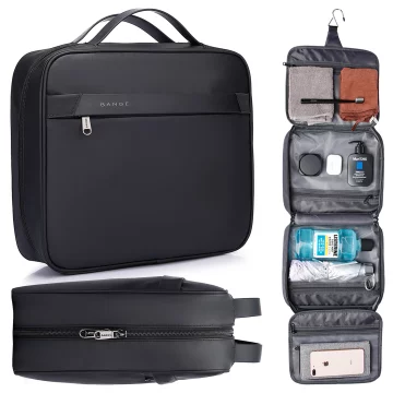 Bange wasserdichter Rucksack für 15,6-Zoll-Laptop, Stadtreisender, 45 x 30 x 16 cm, für Arbeit, Flugzeug, Herren, Damen, mit USB-Anschluss Schwarz