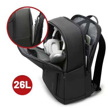 Bange 26L wasserdichter Rucksack für Laptops bis 15,6 Zoll – Geräumig und komfortabel, robust und atmungsaktiv, ideal für Stadt und Reisen, Arbeit und Flugreisen, Unisex – Schwarz
