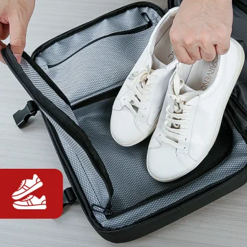 Voděodolný batoh na notebook Bange pro cestování po městě 46x30,5x20 cm s možností rozšíření pro práci v letadle pro muže i ženy s vakuovou přihrádkou a vakuovou pumpou, černý