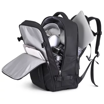 Bange wasserdichter Rucksack für 15,6-Zoll-Laptop, Stadtreisender, 45 x 30 x 16 cm, für Arbeit, Flugzeug, Herren, Damen, mit USB-Anschluss Schwarz