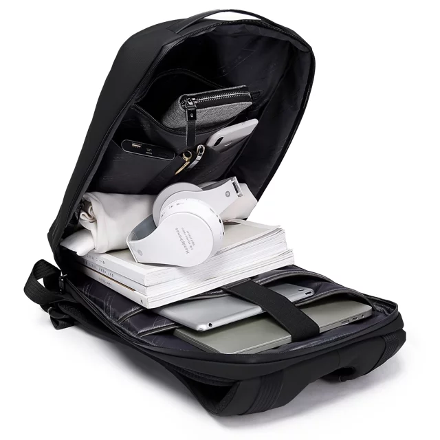 Bange Diebstahlsicherer, wasserdichter Rucksack für 15,6"-Laptops, ideal für Stadtreisen, 46 x 30 x 15 cm, für Arbeit und Flugreisen, für Damen und Herren, mit USB-Anschluss und Zahlenschloss, Schwarz