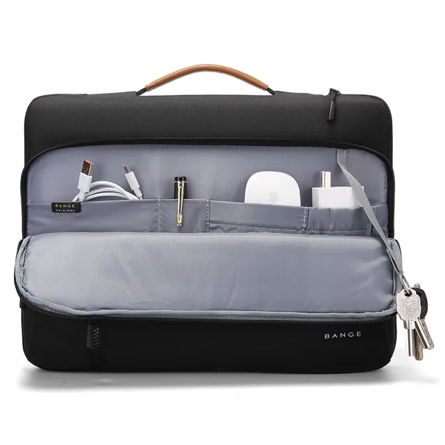 Bange wasserdichter Rucksack für 15,6-Zoll-Laptop, Stadtreisender, 45 x 30 x 16 cm, für Arbeit, Flugzeug, Herren, Damen, mit USB-Anschluss Schwarz