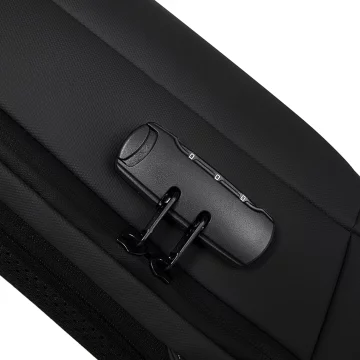 Voděodolný batoh Bange s ochranou proti krádeži na 15,6" notebook, cestování po městě, 46x30x15 cm do práce, do letadla, pánský, dámský, s USB portem a kombinačním zámkem, černý