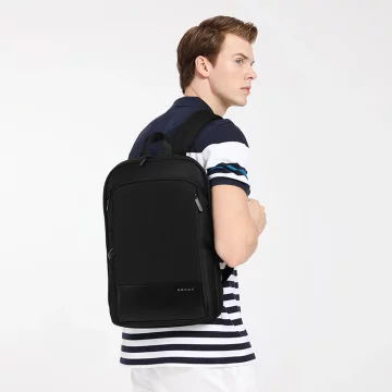 Bange wasserdichter Rucksack für 15,6-Zoll-Laptop, Stadtreisender, 45 x 30 x 16 cm, für Arbeit, Flugzeug, Herren, Damen, mit USB-Anschluss Schwarz