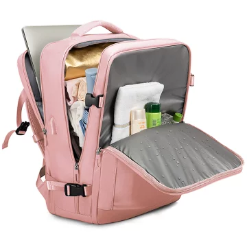 Bange wasserdichter Rucksack für 15,6-Zoll-Laptop, Stadtreisender, 45 x 30 x 16 cm, für Arbeit, Flugzeug, Herren, Damen, mit USB-Anschluss Schwarz