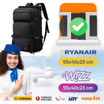 Bange voděodolný batoh na 15,6" notebook, městský cestovatel, 45x30x16 cm, do práce, do letadla, pánské, dámské, s USB portem Černá