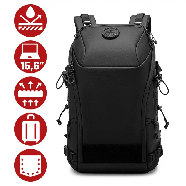 Bange 22L Waterproof Backpack for Laptops up to 15.6" – Roomy and Comfortable, Resistant and Breathable, City and Travel for Work and Airplane, Unisex – Black