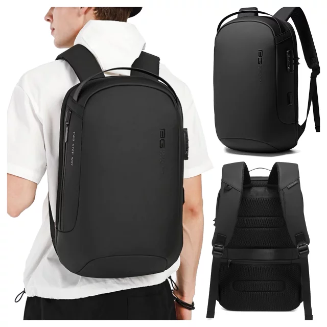 Bange voděodolný batoh na 15,6" notebook, městský cestovatel, 45x30x16 cm, do práce, do letadla, pánské, dámské, s USB portem Černá