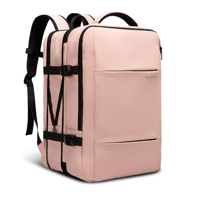 Bange wasserdichter Rucksack für 15,6-Zoll-Laptop, Stadtreisender, 45 x 30 x 16 cm, für Arbeit, Flugzeug, Herren, Damen, mit USB-Anschluss Schwarz