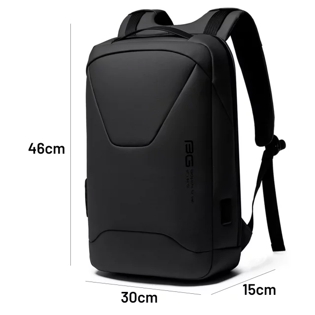 Bange wasserdichter Rucksack für 15,6-Zoll-Laptop, Stadtreisender, 45 x 30 x 16 cm, für Arbeit, Flugzeug, Herren, Damen, mit USB-Anschluss Schwarz