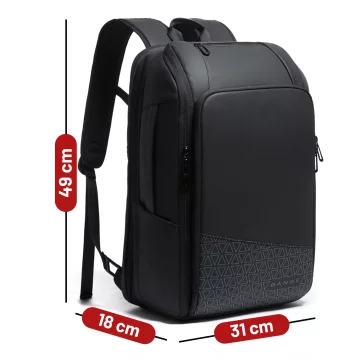 Bange wasserdichter Rucksack für 15,6-Zoll-Laptop, Stadtreisender, 45 x 30 x 16 cm, für Arbeit, Flugzeug, Herren, Damen, mit USB-Anschluss Schwarz