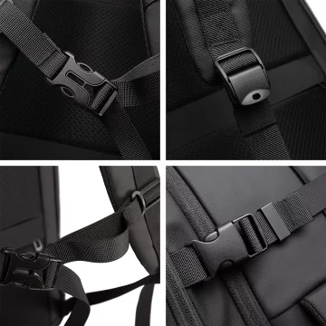 Bange waterproof backpack for a 17" laptop, city travel, 47.5x31x26 cm, expandable for work, airplane, men's, women's, black