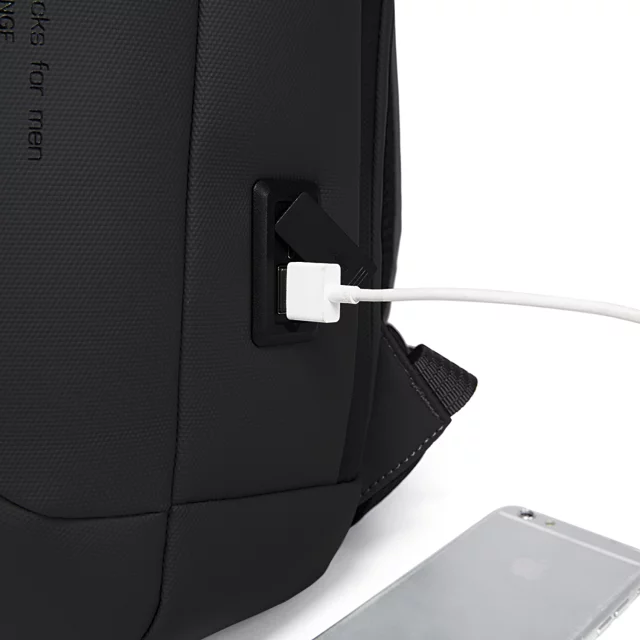 Bange wasserdichter Rucksack für 15,6-Zoll-Laptop, Stadtreisender, 45 x 30 x 16 cm, für Arbeit, Flugzeug, Herren, Damen, mit USB-Anschluss Schwarz