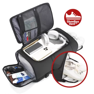 Bange wasserdichter Rucksack für 15,6-Zoll-Laptop, Stadtreisender, 45 x 30 x 16 cm, für Arbeit, Flugzeug, Herren, Damen, mit USB-Anschluss Schwarz