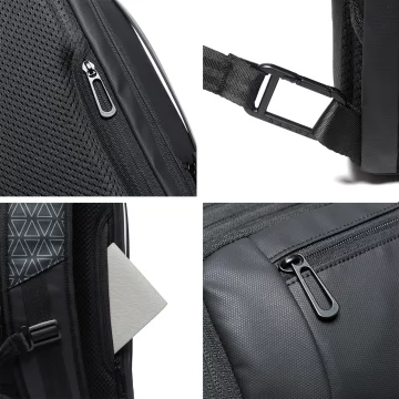 Bange waterproof backpack for a 15.6" laptop, city travel, 49x31x18 cm, expandable for work, airplane, men's, women's, with a USB port, Black