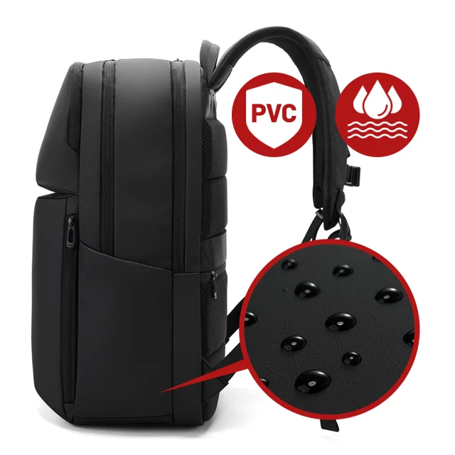 Bange wasserdichter Rucksack für 15,6-Zoll-Laptop, Stadtreisender, 45 x 30 x 16 cm, für Arbeit, Flugzeug, Herren, Damen, mit USB-Anschluss Schwarz